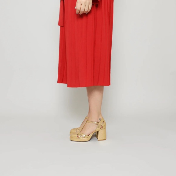 Esska Chaza Block Heel Sandals for Anthropologie Gold - Picture 2 of 7